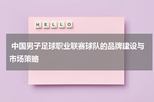 中国男子足球职业联赛球队的品牌建设与市场策略